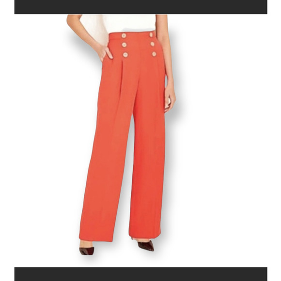 Ann Taylor Pants - Ann Taylor High Rise Sailor Pants In Vermillion Kiss Wide Leg Pockets NWT Sz 10